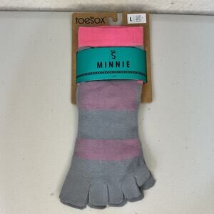 TOESOX Minnie Sport Toe Socks Gray & Pink Size Large 11-13 Men 10-12 EUR 43-45